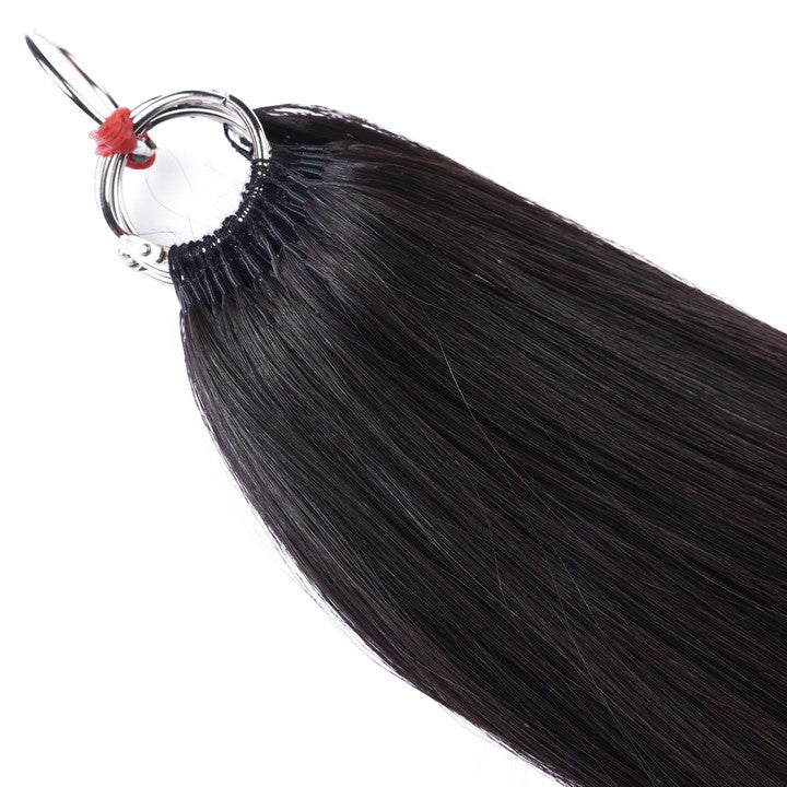 Natural Black Nano Ring Tip Human Hair Extensions-22Inch