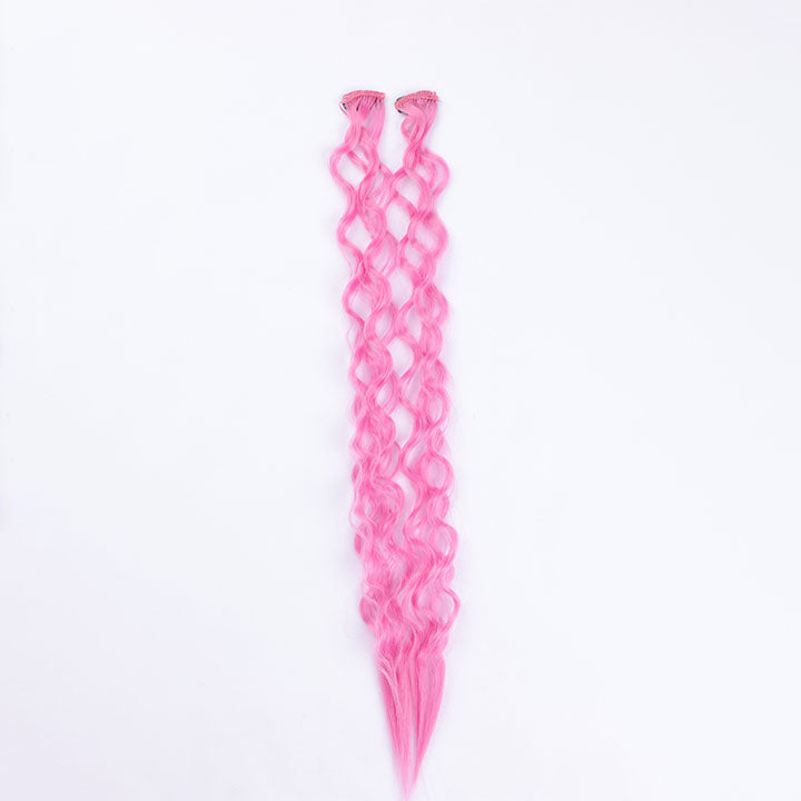 Colored Pink Wave Clip In Hair Extensions