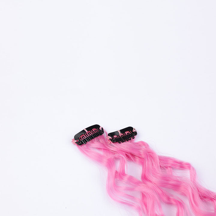 Colored Pink Wave Clip In Hair Extensions