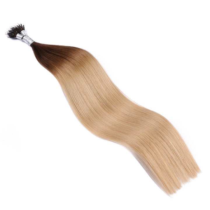 Toffee Lightest Brown (#T6/18) Nano Ring Tip Human Hair Extensions-22Inch