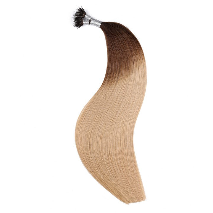 Toffee Lightest Brown (#T6/18) Nano Ring Tip Human Hair Extensions-22Inch