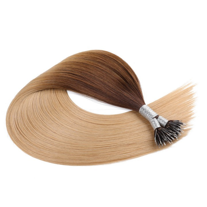 Toffee Lightest Brown (#T6/18) Nano Ring Tip Human Hair Extensions-22Inch