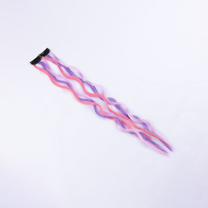 Colored Purple Pink Wave Clip In Hair Extensions