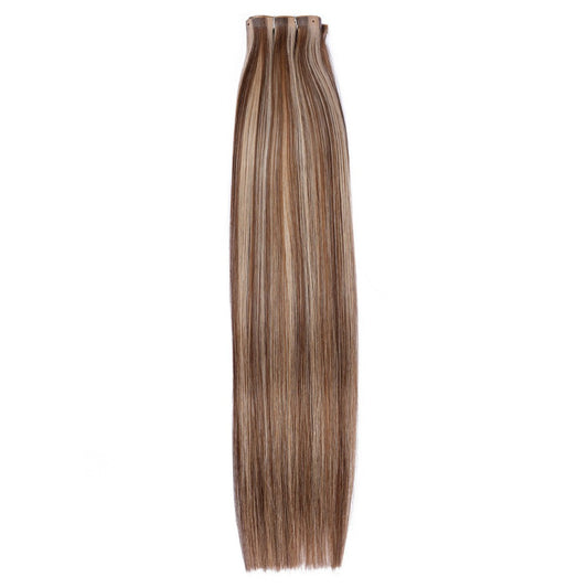 Dark Brown Honey Blonde（#P6/22）Butterfly Weft Sew In Hair Extensions