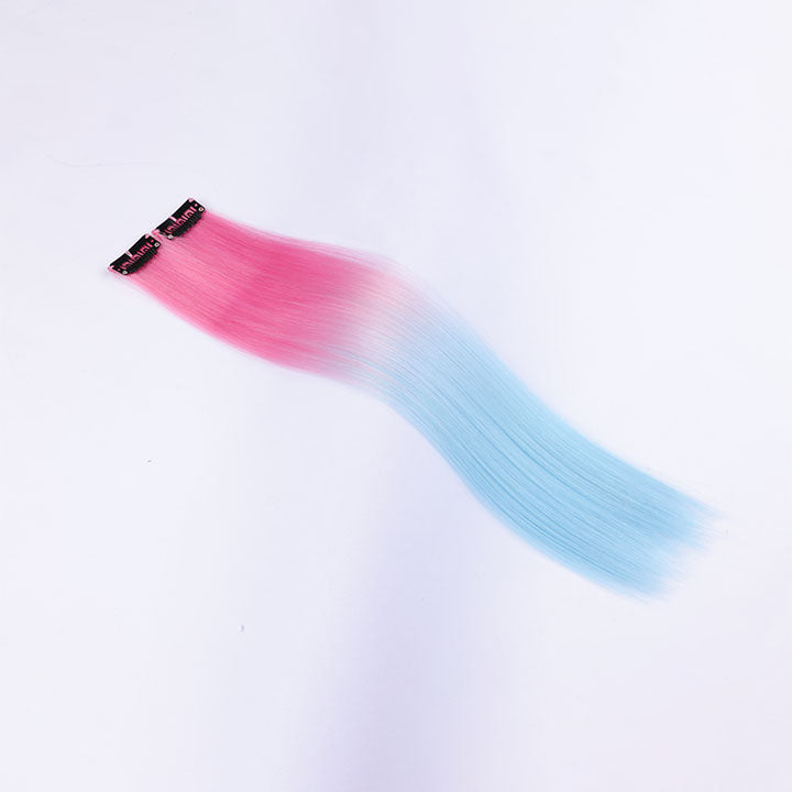 Light Pink Blue Ombre Clip In Hair Extensions