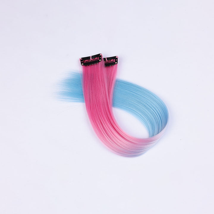 Light Pink Blue Ombre Clip In Hair Extensions