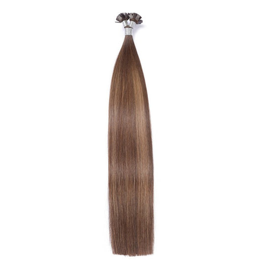 Light Brown Mix Dark Brown Flat Tip Hair Extensions-20Inch