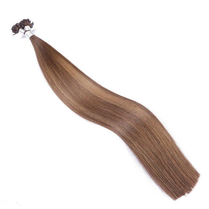 Light Brown Mix Dark Brown Flat Tip Hair Extensions-20Inch