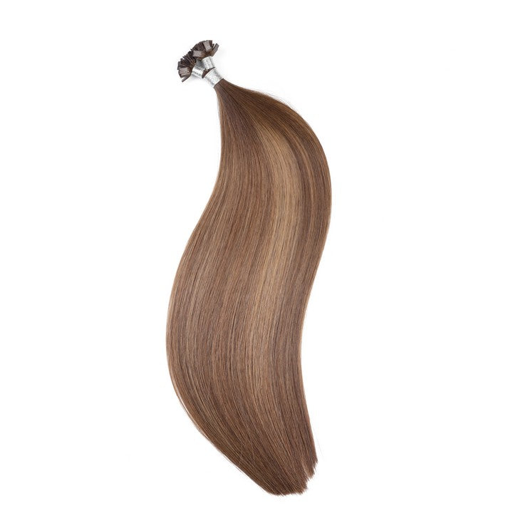 Light Brown Mix Dark Brown Flat Tip Hair Extensions-20Inch