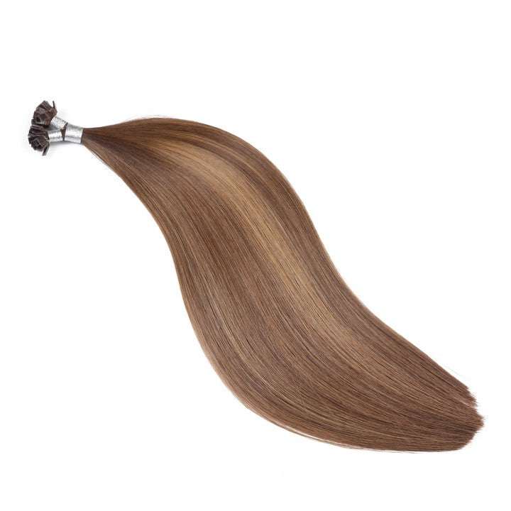 Light Brown Mix Dark Brown Flat Tip Hair Extensions-20Inch