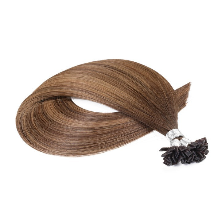 Light Brown Mix Dark Brown Flat Tip Hair Extensions-20Inch