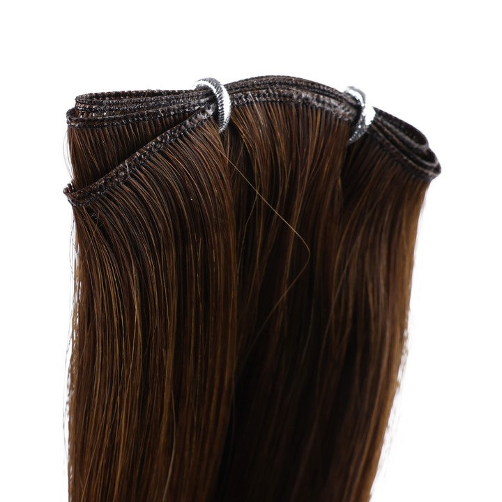 Dark Brown Blonde Ombre (#T4P18/60) Double Weft Sew In Hair Extensions-22Inch