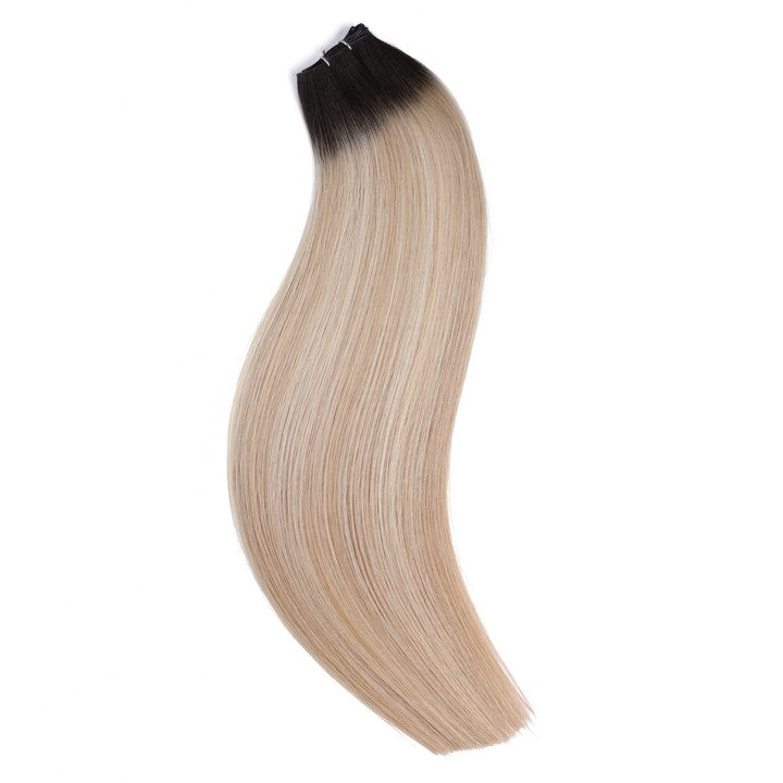 Black Blonde Ombre (#T1BP16A/60A) Double Weft Sew In Hair Extensions-18Inch