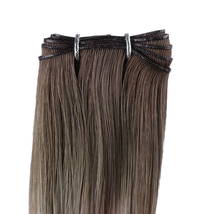 Brown Blonde Ombre (#B7/60A) Double Weft Sew In Hair Extensions-20Inch