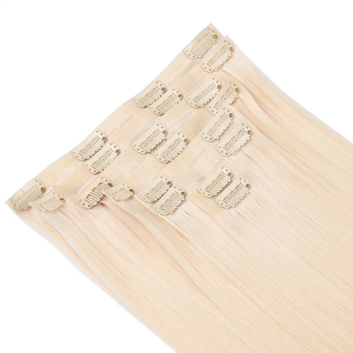 Ice Blonde (#1001) PU Clip In Hair Extension-22Inch