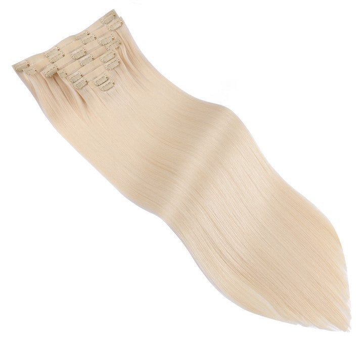 Ice Blonde (#1001) PU Clip In Hair Extension-22Inch