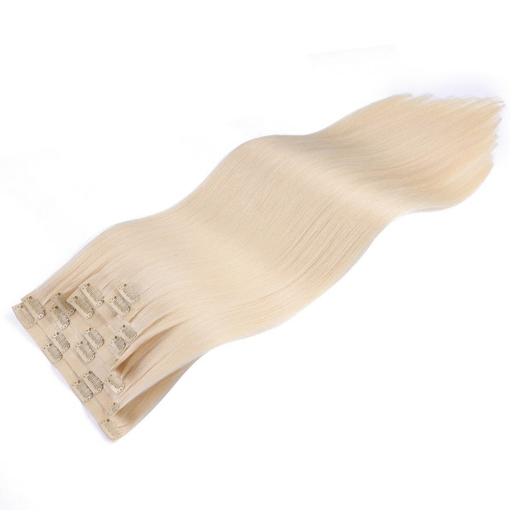 Ice Blonde (#1001) PU Clip In Hair Extension-22Inch