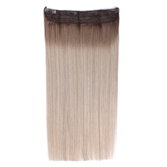 Dark Brown Gray Ombre Halo Hair Extensions Human Hair