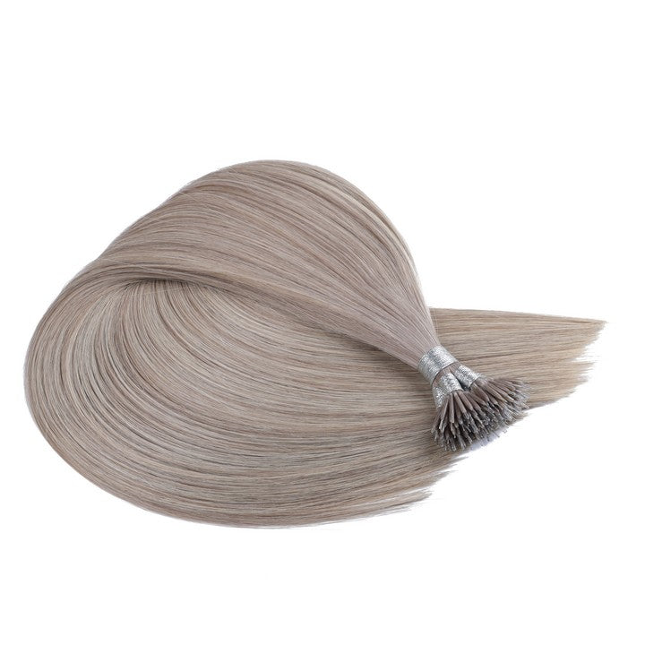 Gray Nano Ring Tip Human Hair Extensions