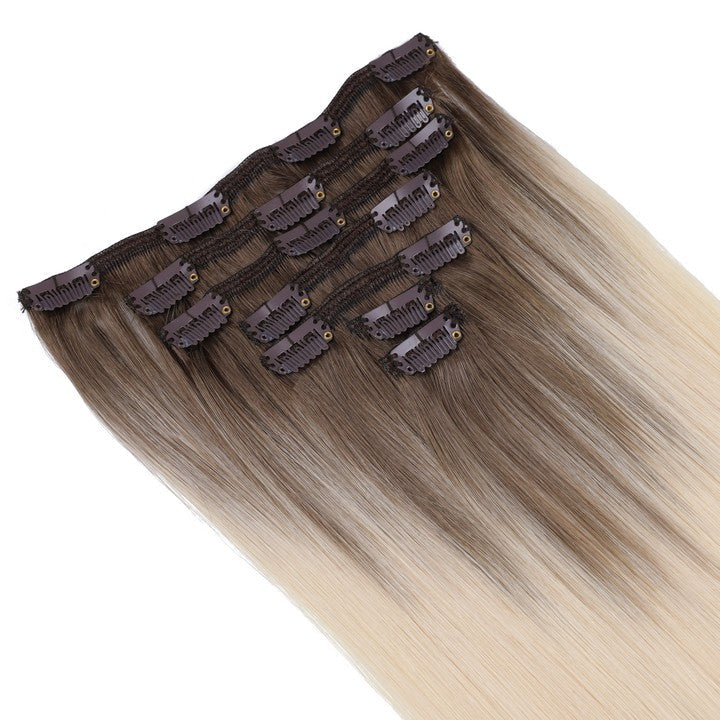 Dark Brown Honey Ombre Lace Clip In Hair Extensions