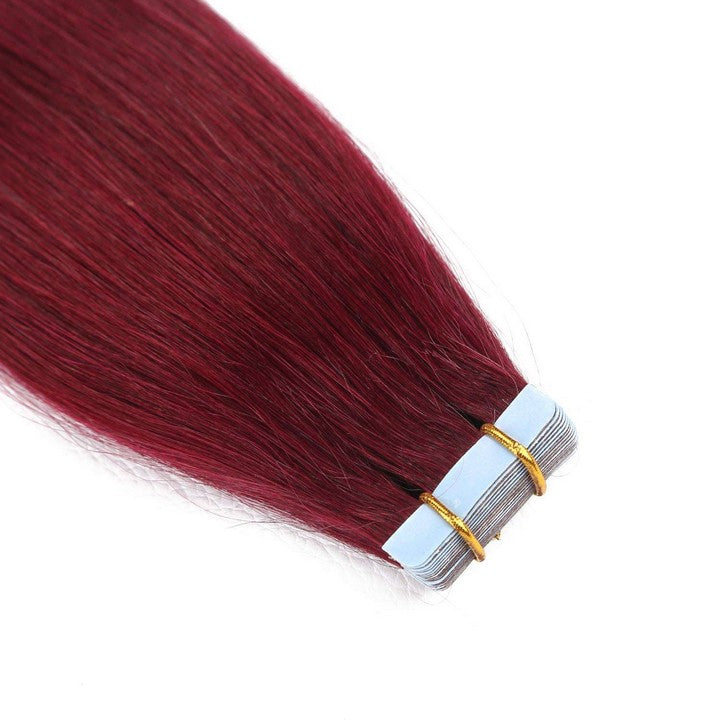 Double Drawn 99J Thick Russian Hair Tape In Hair Extension